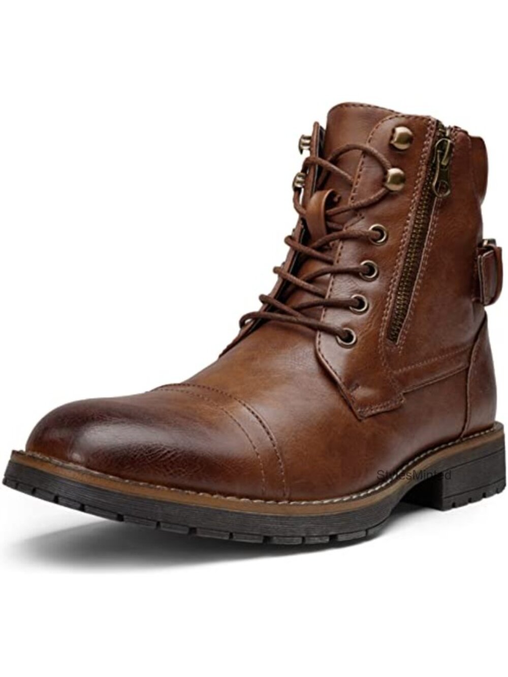 Men's Motorcycle Combat Boots Lace-Up Inside Zipper Waterproof